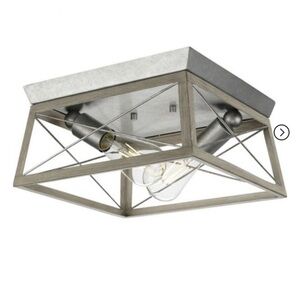 (1895) Farmhouse Pendant Light, 2 bulb in metal wire cage